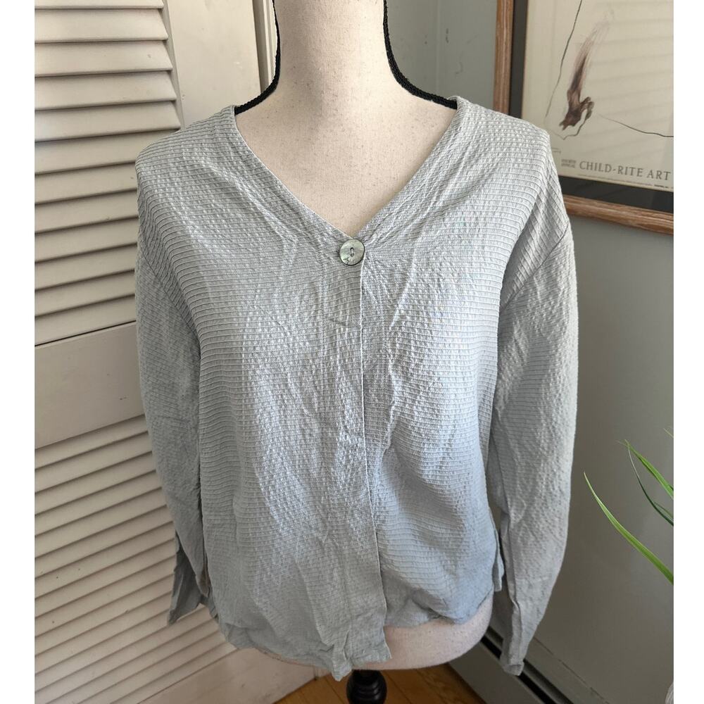Kokoon Top Womens Small Sage Green Textured Coastal Lagenlook Minimalist Chic